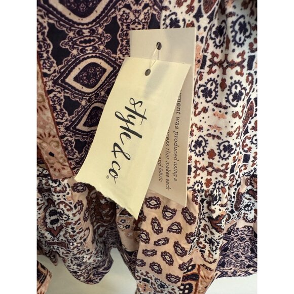 Style & Co Womens Bohemian Patchwork Floral Tunic Blouse M Multicolor Polyester/ - Picture 4 of 7